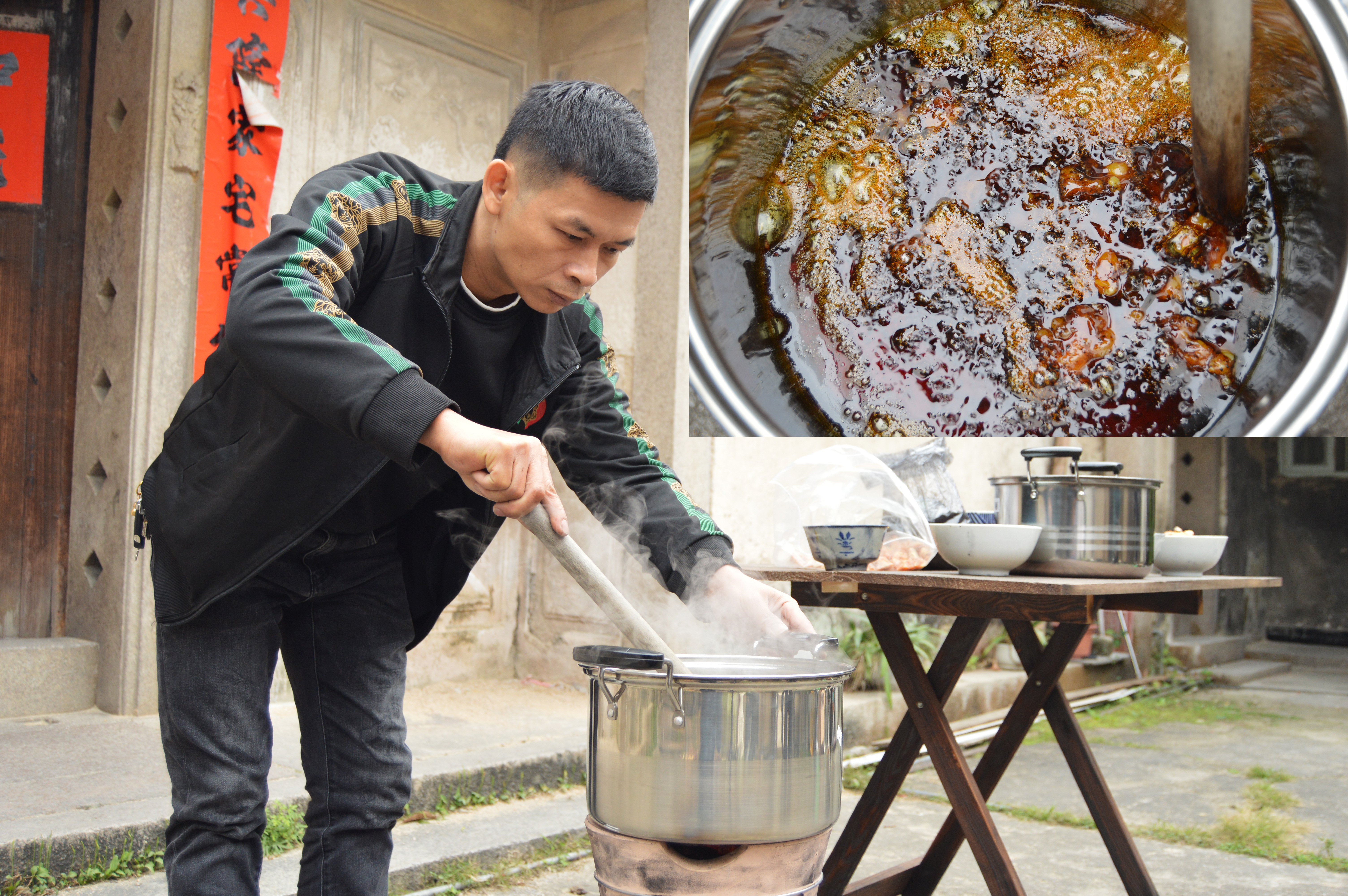 鷗汀金洲對聯墨制作技藝傳承人李松彬熬制墨水現場圖.jpg
